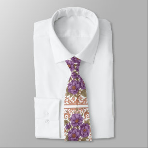 Elegant Vintage Nouveau Floral Neck Tie
