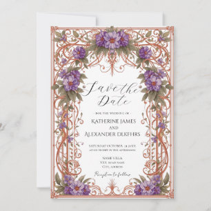 Elegant Vintage Nouveau Wedding Save The Date Invitation