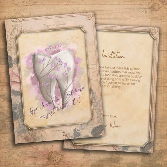 Elegant Vintage Old Fashioned Dental Gift Invitation (Creator Uploaded)