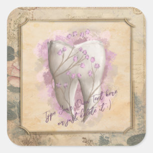 Elegant Vintage Old Fashioned Dental Gift Square Sticker