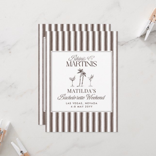 Elegant vintage old money bachelorette weekend invitation (Front/Back In Situ)