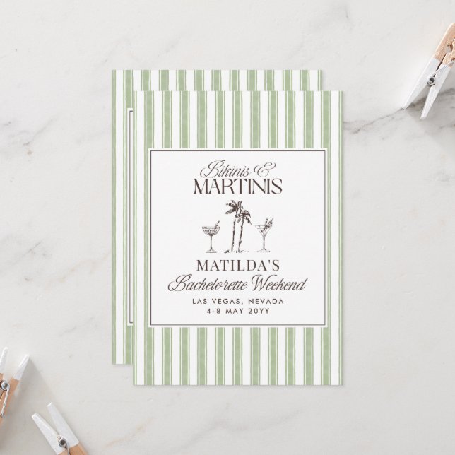 Elegant vintage old money bachelorette weekend invitation (Front/Back In Situ)