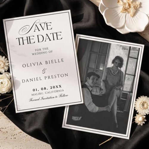 Elegant Vintage Old Money Photo Save the Date Invitation