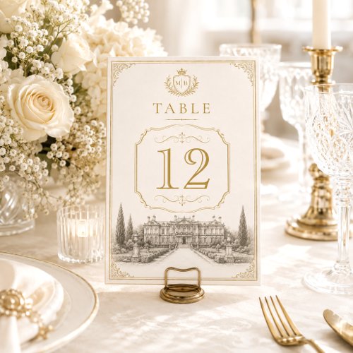 Elegant Vintage Old Money Wedding Table Number