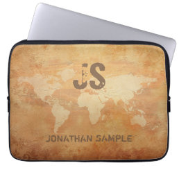 Elegant Vintage Old Paper Look Monogrammed Cool Laptop Sleeve