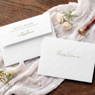 Elegant Vintage Olive Green French Floral Wedding Envelope