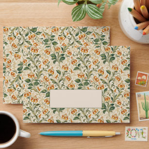 Elegant Vintage Orange Lily Floral Pattern Envelope