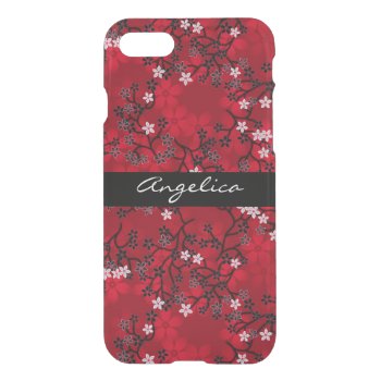 Elegant Vintage Oriental Red Floral Personalized Iphone Se/8/7 Case by sc0001 at Zazzle