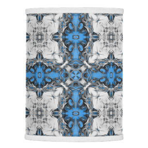 Elegant, vintage ornamental pattern, blue, white lamp shade