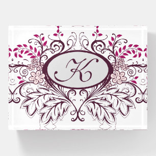 Elegant Vintage Ornamental Purple Monogrammed Paperweight