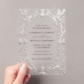 Elegant Vintage Ornate Frame Acrylic Wedding  Invitations
