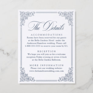 Elegant Vintage Ornate Frame Wedding Details Letterpress Enclosure Card