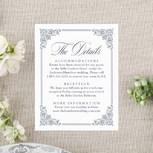 Elegant Vintage Ornate Frame Wedding Details Letterpress Enclosure Card