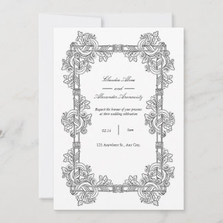 Elegant Vintage Ornate Frame Wedding Invitation