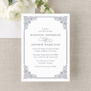 Elegant Vintage Ornate Frame Wedding Letterpress Invitation
