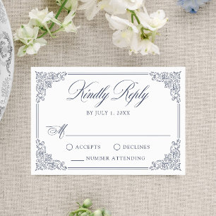 Elegant Vintage Ornate Frame Wedding Letterpress RSVP Cards