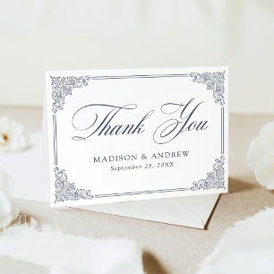 Elegant Vintage Ornate Frame Wedding Letterpress Thank You Card