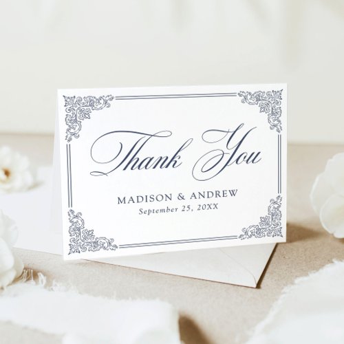 Elegant Vintage Ornate Frame Wedding Letterpress Thank You Card