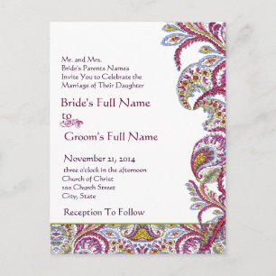 Elegant Vintage Paisley Wedding Invitation