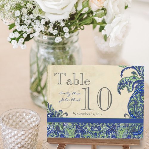 Elegant Vintage Paisley Wedding Table Number