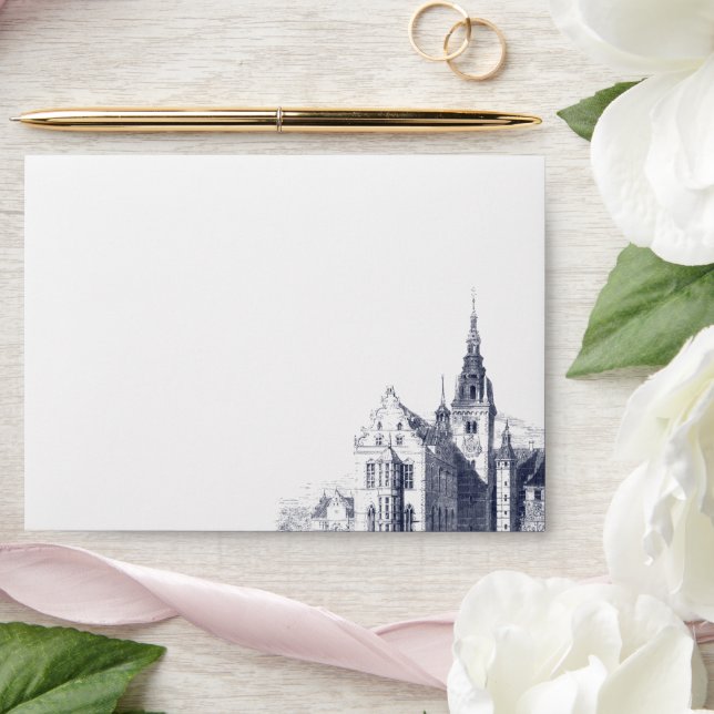 Elegant Vintage Palace Illustration Wedding Envelope (Wedding)