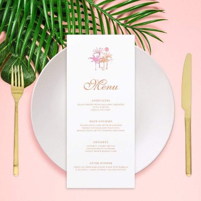 Elegant Vintage Palm Tree Tropical Wedding Menu (Creator Uploaded)