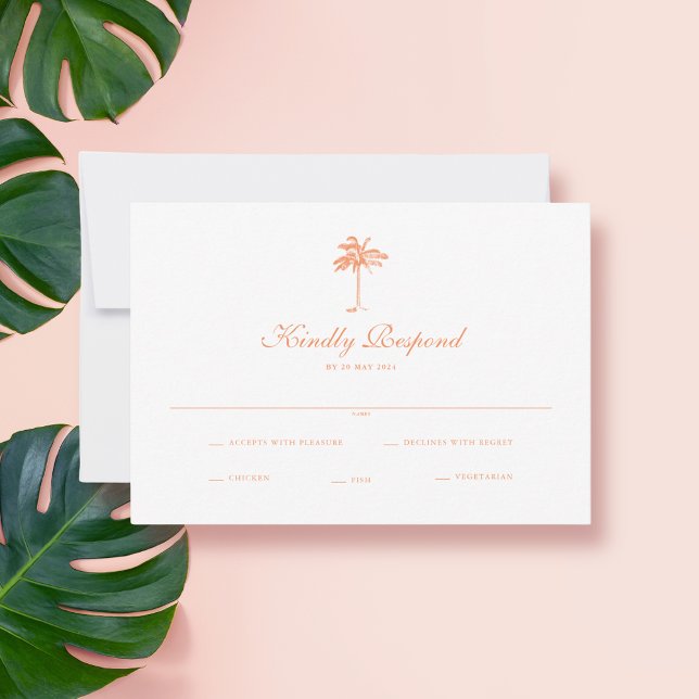 Elegant Vintage Palm Tree Tropical Wedding RSVP Card (Creator Uploaded)
