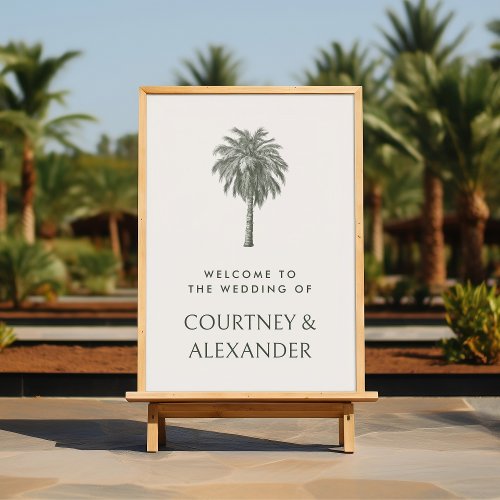 Elegant Vintage Palm Tree Tropical Wedding Welcome Foam Board