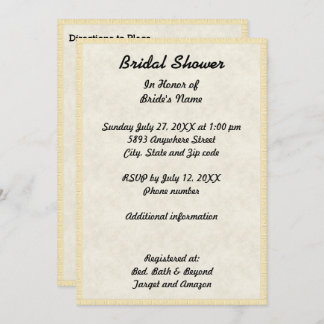 Elegant Vintage Papyrus Tan Border Bridal Shower Invitation
