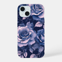 Elegant Vintage Pastel Blue Purple Roses