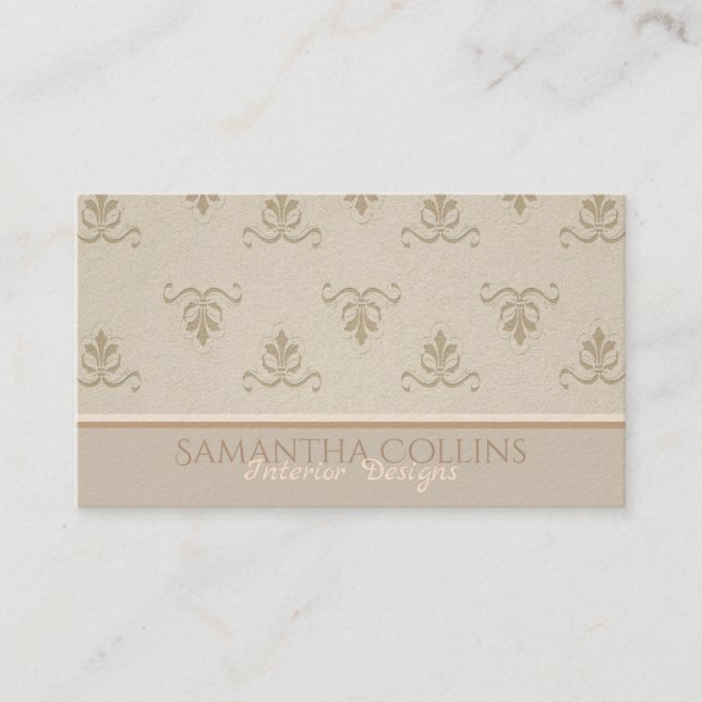 Elegant Vintage Pattern Beige Brown Business Card (Front)