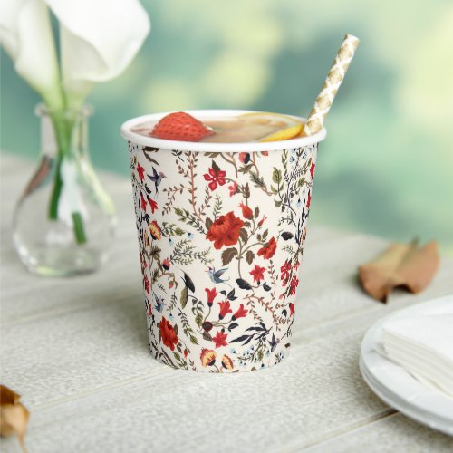 Elegant Vintage Pattern Flowers Baby Shower  Paper Cups