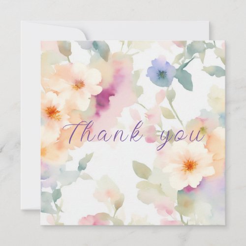 Elegant Vintage Peach Roses watercolor floral  Thank You Card