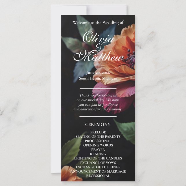 Elegant vintage peachy red floral moody boho (Front)