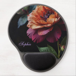 Elegant vintage peachy red floral moody boho gel mouse pad