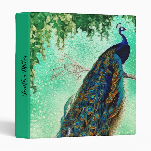 Elegant vintage peacock artwork                    3 ring binder (Front/Spine)