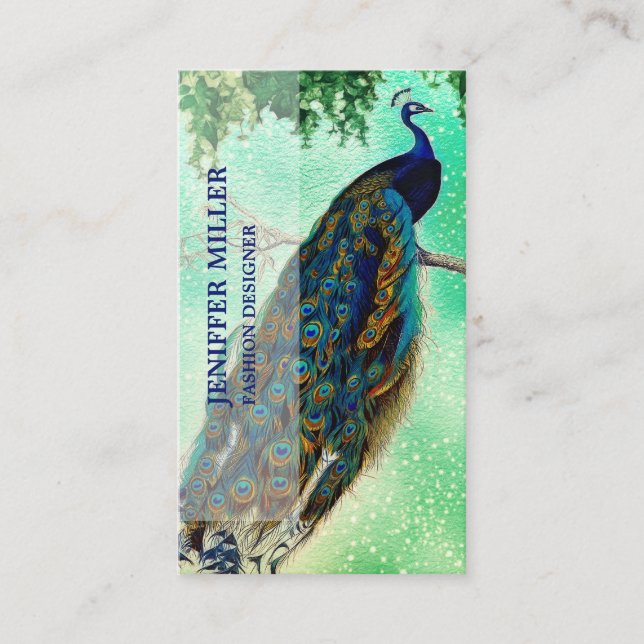Elegant vintage peacock artwork                    business card (Front)
