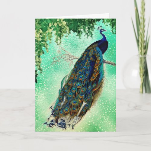 Elegant vintage peacock artwork                    card