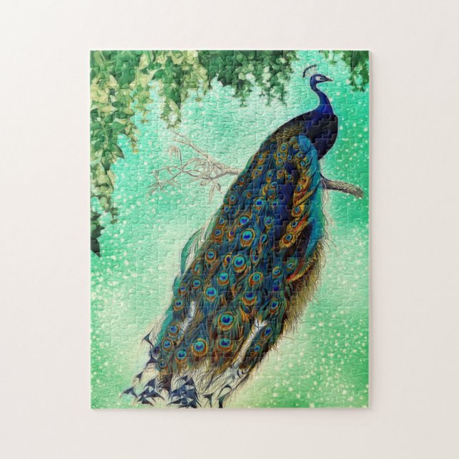 Elegant vintage peacock artwork   jigsaw puzzle (Vertical)