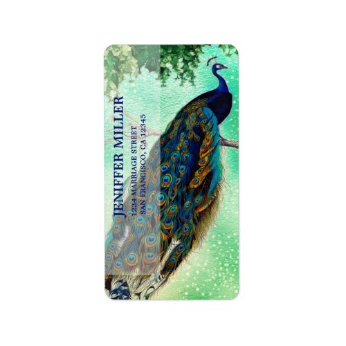 Elegant vintage peacock artwork                    label