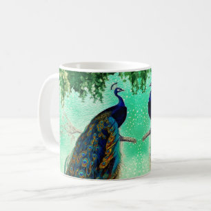 Elegant vintage peacock artwork mug