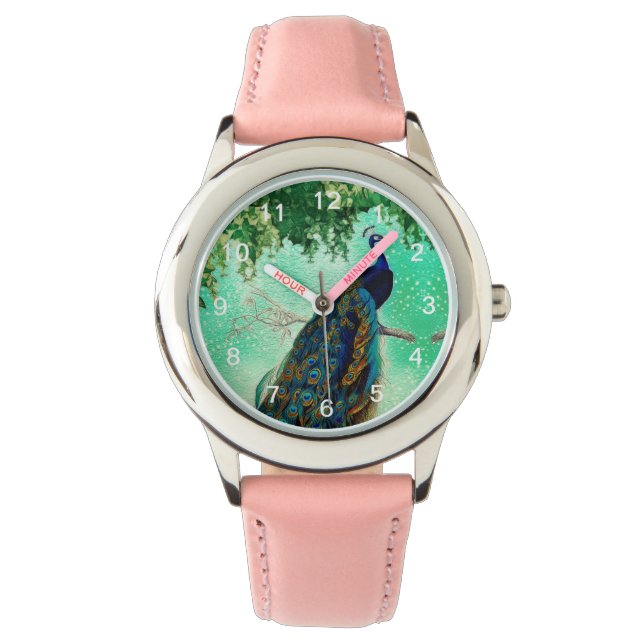 Elegant vintage peacock artwork                    watch (Front)