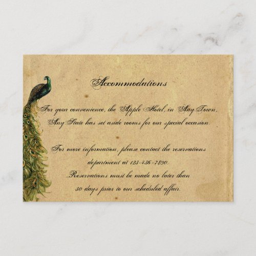 Elegant Vintage Peacock Posh Wedding Insert Personalized Announcements