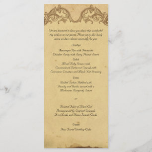 Elegant Vintage Peacock Posh Wedding Menu