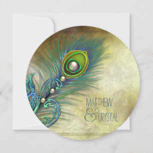Elegant Vintage Peacock Wedding Invitation