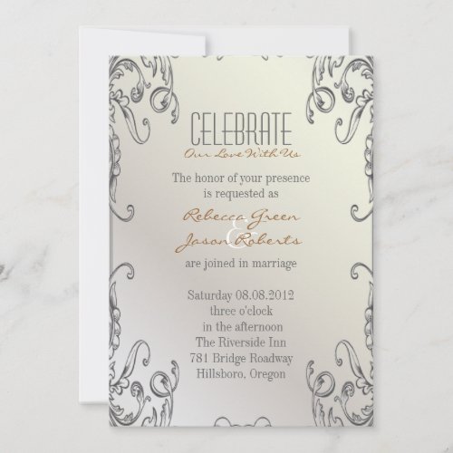 elegant vintage pearl floral peacock wedding invitation