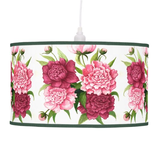 Elegant Vintage Peonies Hanging Lamp (Front)