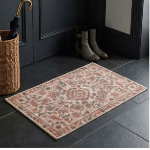 Elegant Vintage Persian Floral Warm Terra-Cotta Doormat