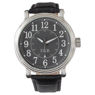 Elegant vintage personalized monogram black watch
