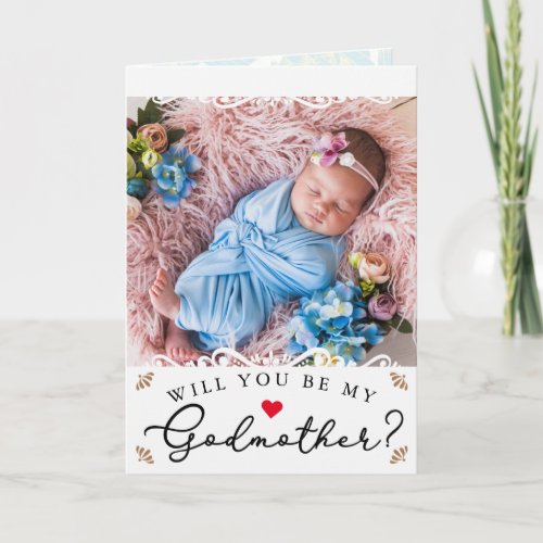 Elegant Vintage Photo Godmother Proposal Card